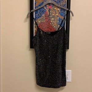 Spaghetti strap EXPRESS black sequins tank